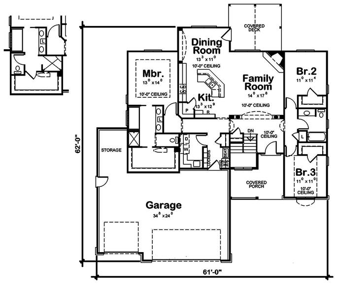 Ranch Floor Plan - 3 Bedrms, 2 Baths - 1826 Sq Ft - #120-2540