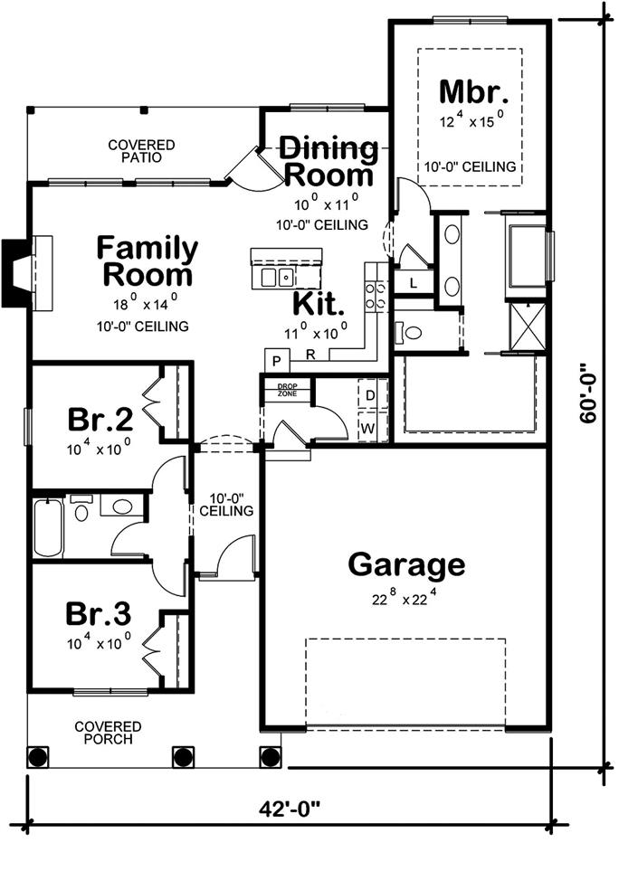 Ranch Home Plan with Photos - 3 Bed, 2 Bath, 1452 Sq Ft - #120-2552