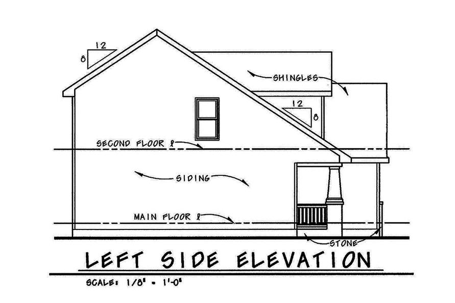 Home Plan Left Elevation of this 4-Bedroom,1480 Sq Ft Plan -120-2553