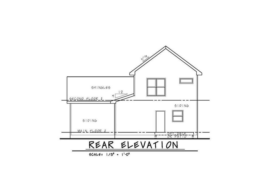 Home Plan Rear Elevation of this 3-Bedroom,1750 Sq Ft Plan -120-2583