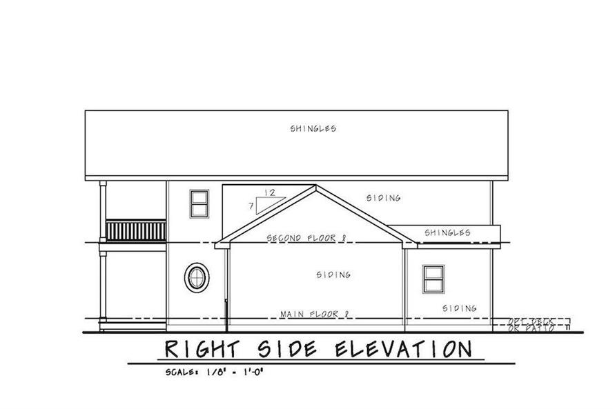 Home Plan Right Elevation of this 3-Bedroom,1750 Sq Ft Plan -120-2583