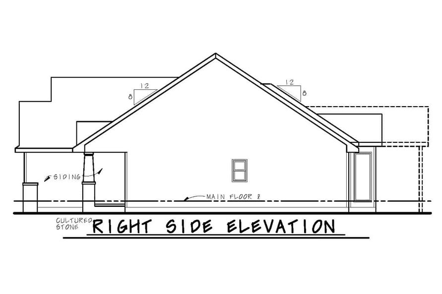 Home Plan Right Elevation of this 3-Bedroom,1676 Sq Ft Plan -120-2589