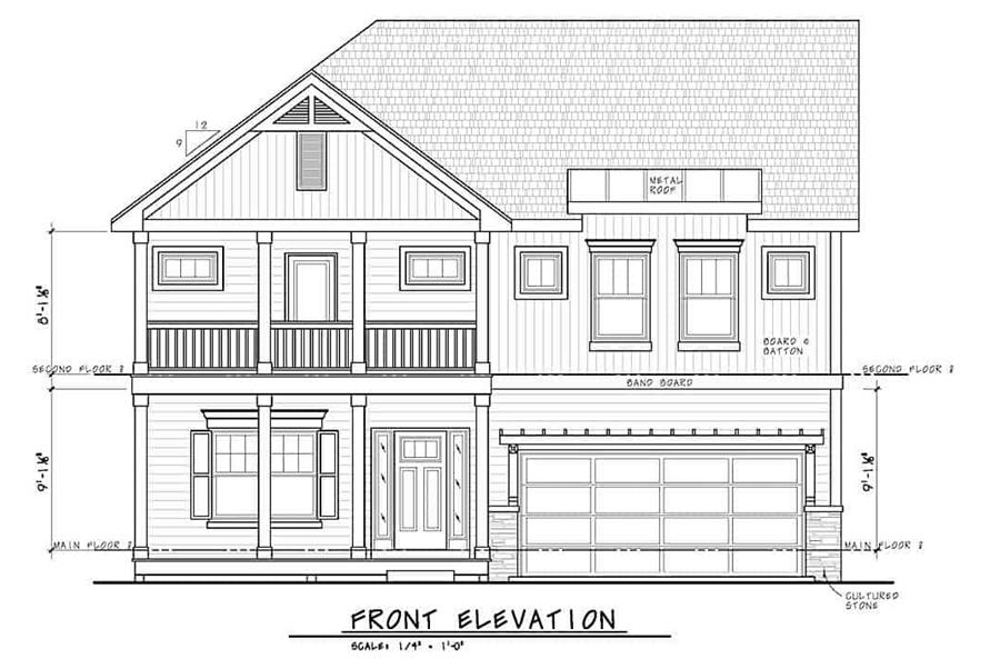 Home Plan Front Elevation of this 4-Bedroom,2597 Sq Ft Plan -120-2613