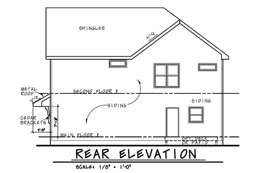 Home Plan Rear Elevation of this 4-Bedroom,2597 Sq Ft Plan -120-2613