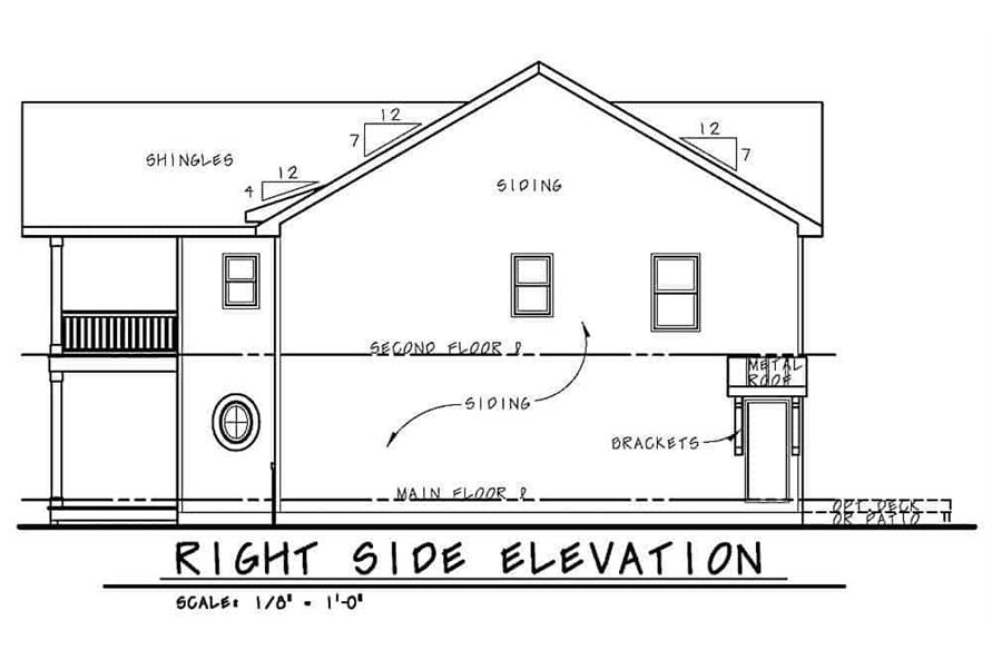 Home Plan Right Elevation of this 4-Bedroom,2597 Sq Ft Plan -120-2613