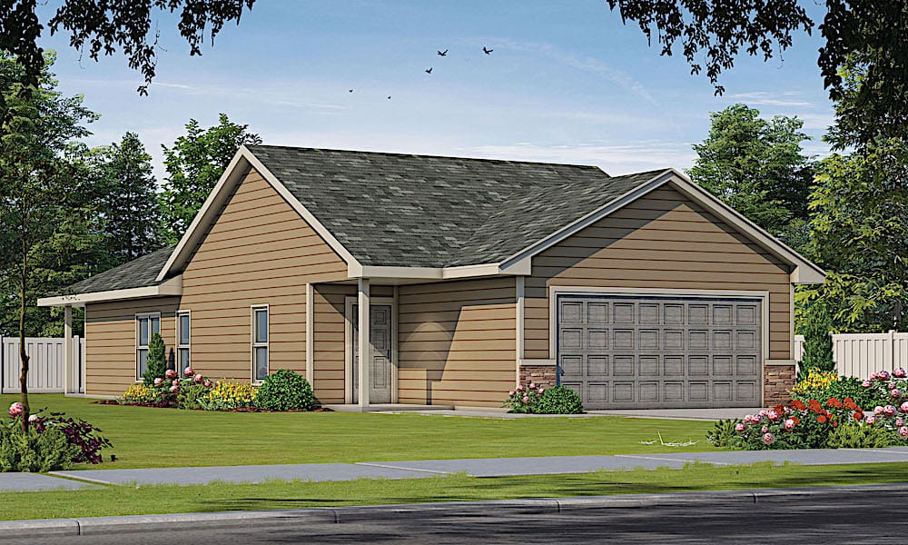 Ranch Home Plan - 2 Bedrms, 2 Baths - 1327 Sq Ft - #120-2616