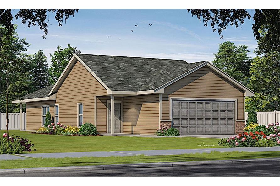 Ranch Home Plan - 2 Bedrms, 2 Baths - 1327 Sq Ft - #120-2616