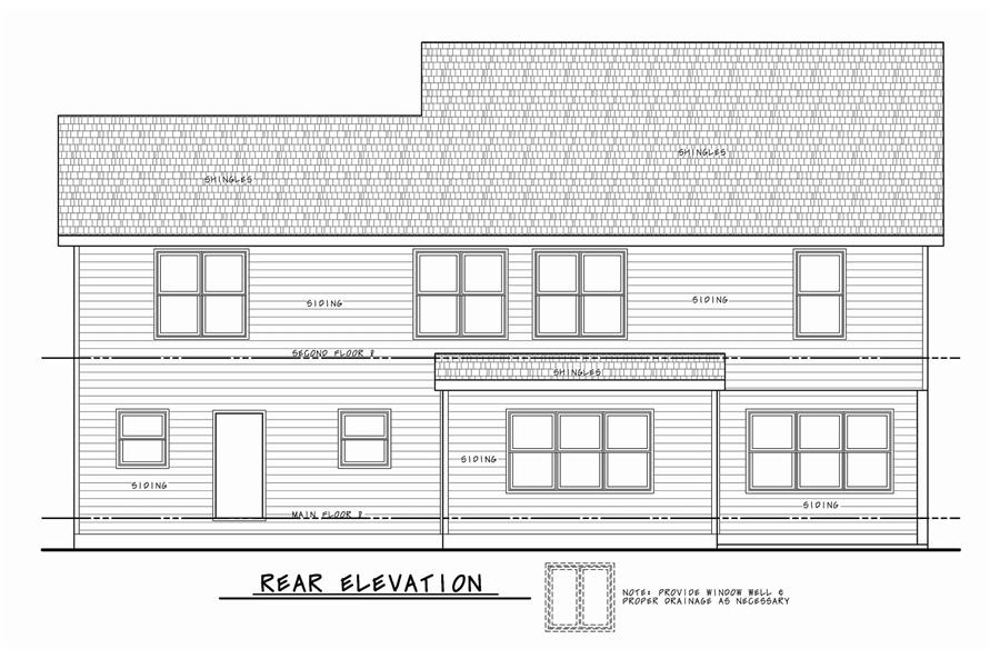 Home Plan Rear Elevation of this 3-Bedroom,2418 Sq Ft Plan -120-2626