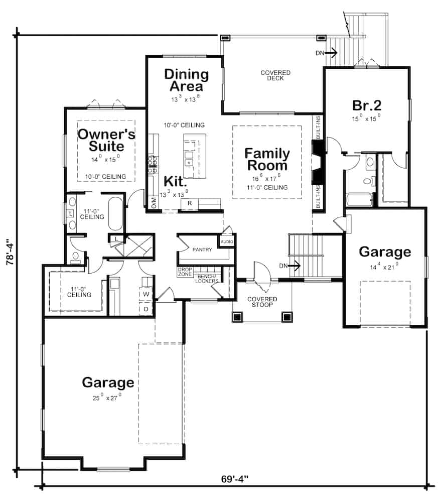 Contemporary Home - 2 Bedrms, 2 Baths - 2228 Sq Ft - Plan #120-2636