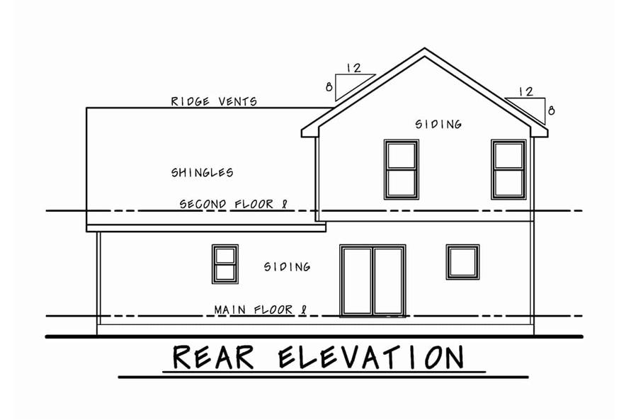 Home Plan Rear Elevation of this 3-Bedroom,1600 Sq Ft Plan -120-2642