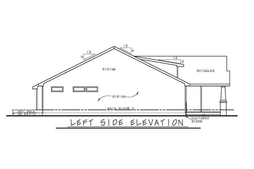 Home Plan Left Elevation of this 3-Bedroom,1195 Sq Ft Plan -120-2656