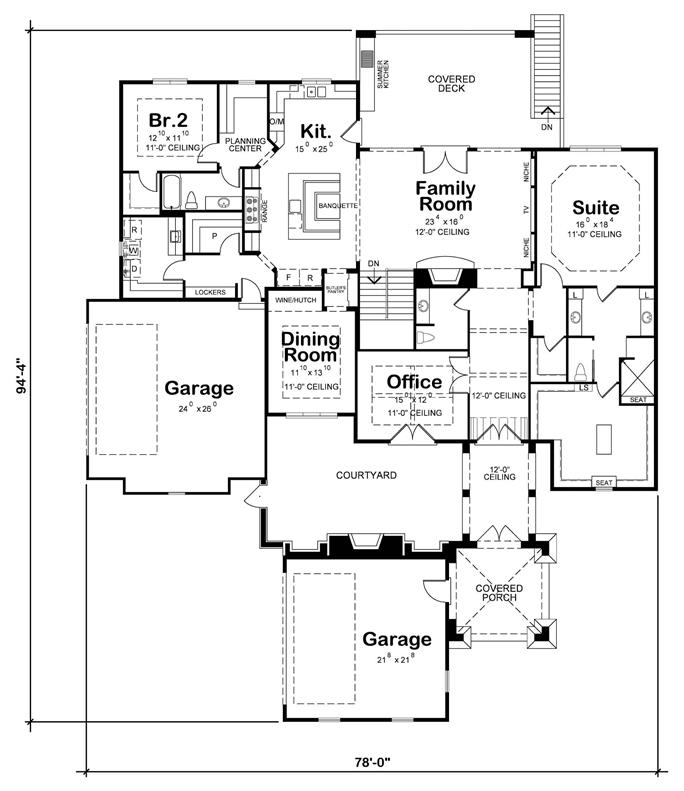 European House Plan - 4 Bedrms, 4.5 Baths - 4681 Sq Ft - #120-2703