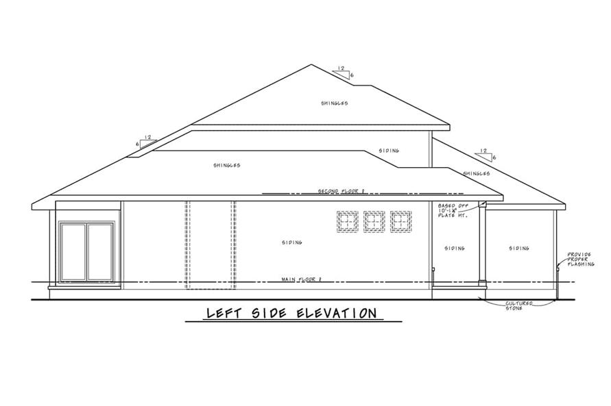 Home Plan Left Elevation of this 4-Bedroom,2154 Sq Ft Plan -120-2708