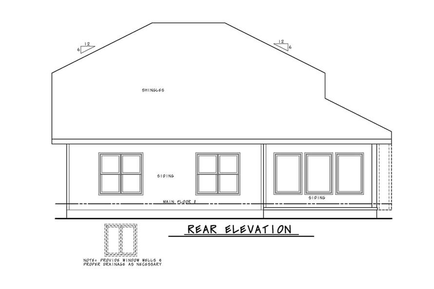 Home Plan Rear Elevation of this 4-Bedroom,2154 Sq Ft Plan -120-2708