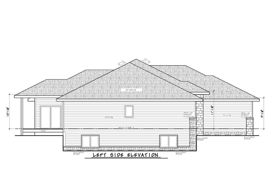 Home Plan Left Elevation of this 3-Bedroom,1861 Sq Ft Plan -120-2714