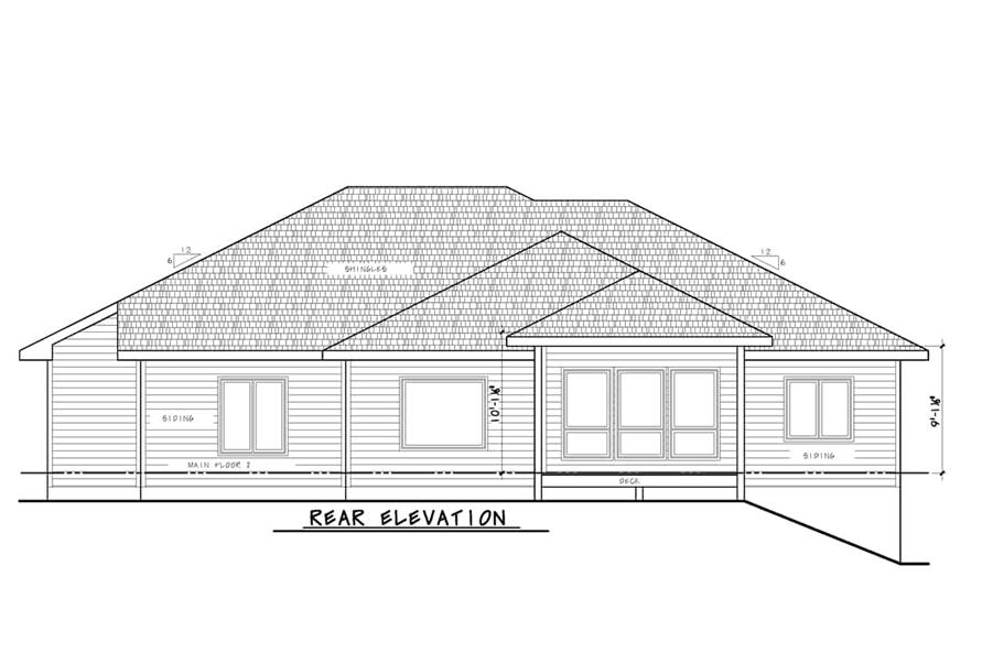 Home Plan Rear Elevation of this 3-Bedroom,1861 Sq Ft Plan -120-2714