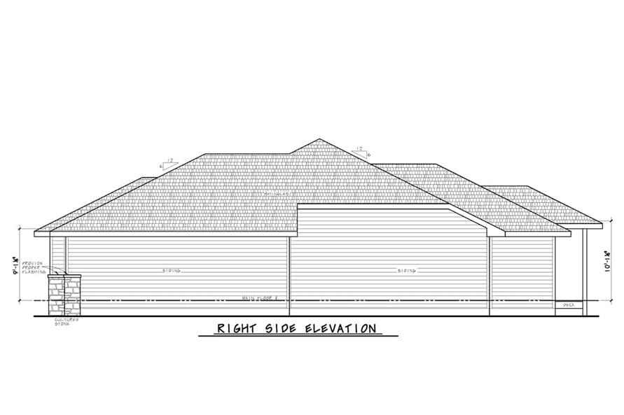 Home Plan Right Elevation of this 3-Bedroom,1861 Sq Ft Plan -120-2714