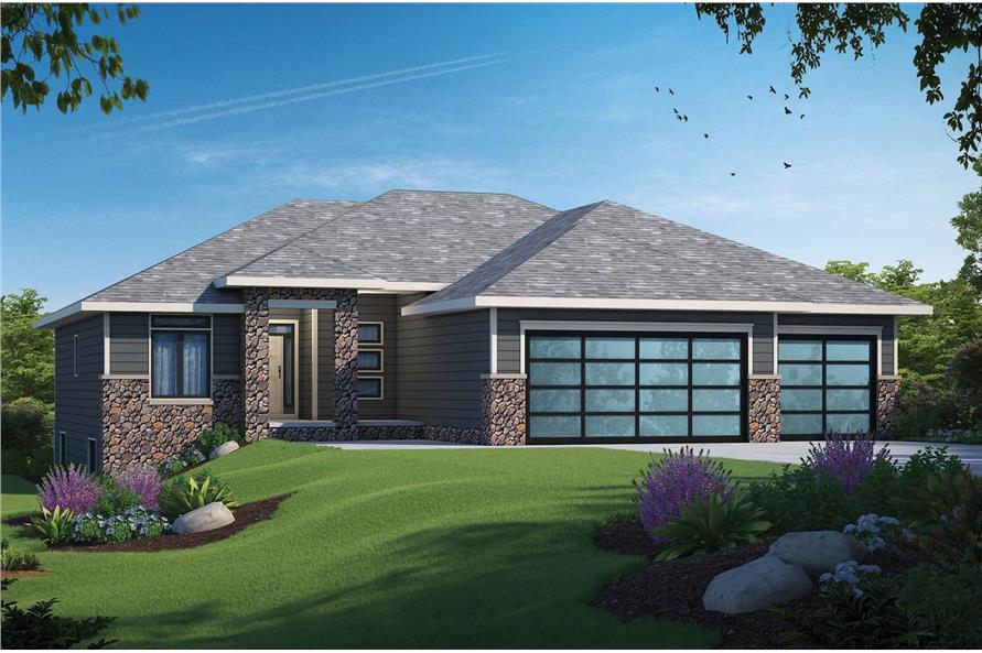 3-Bedroom, 1861 Sq Ft Contemporary House Plan - 120-2714 - Front Exterior