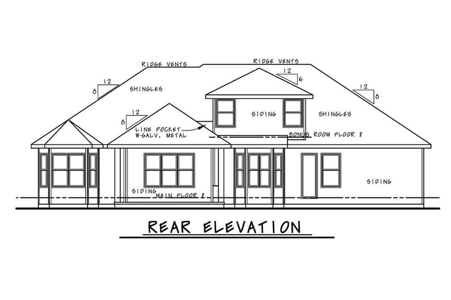 Home Plan Rear Elevation of this 4-Bedroom,3380 Sq Ft Plan -120-2726