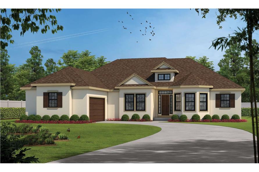 4-Bedroom, 3380 Sq Ft Mediterranean House Plan - 120-2726 - Front Exterior