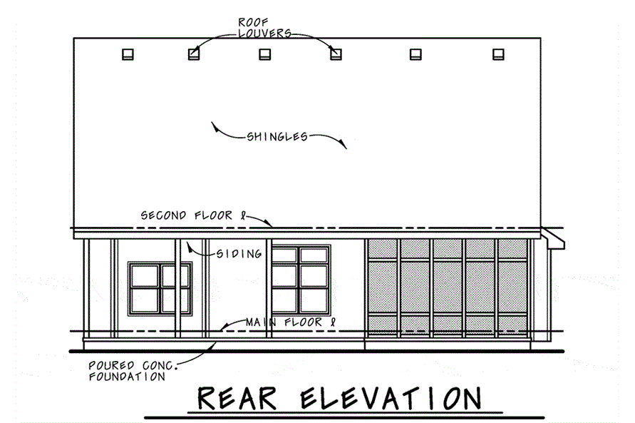 Home Plan Rear Elevation of this 3-Bedroom,1878 Sq Ft Plan -120-2730