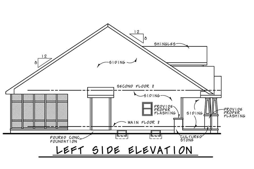 Home Plan Left Elevation of this 3-Bedroom,1878 Sq Ft Plan -120-2730