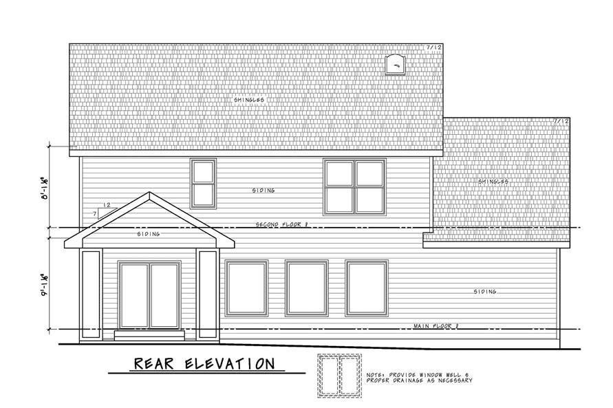 Home Plan Rear Elevation of this 4-Bedroom,2198 Sq Ft Plan -120-2735