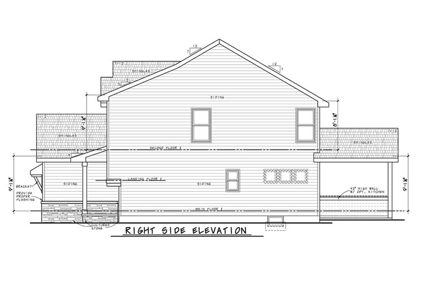 Home Plan Right Elevation of this 4-Bedroom,2198 Sq Ft Plan -120-2735