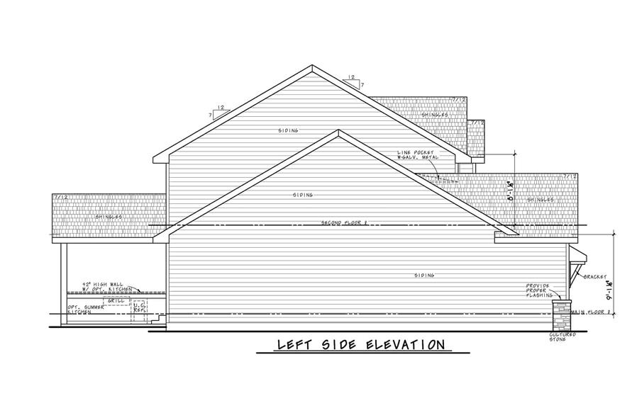 Home Plan Left Elevation of this 4-Bedroom,2198 Sq Ft Plan -120-2735