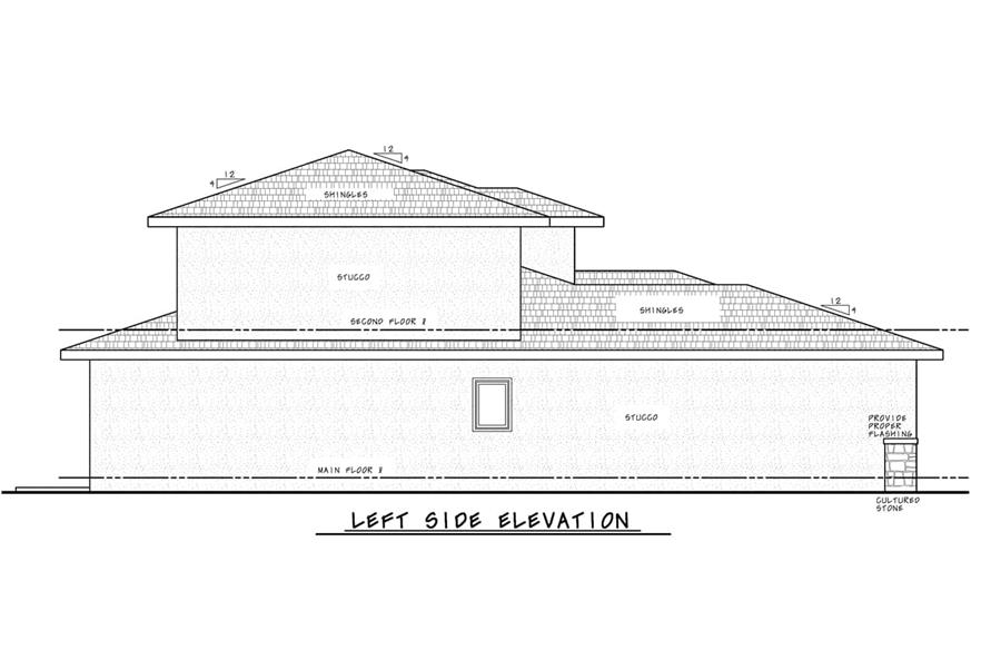 Home Plan Left Elevation of this 4-Bedroom,2620 Sq Ft Plan -120-2750