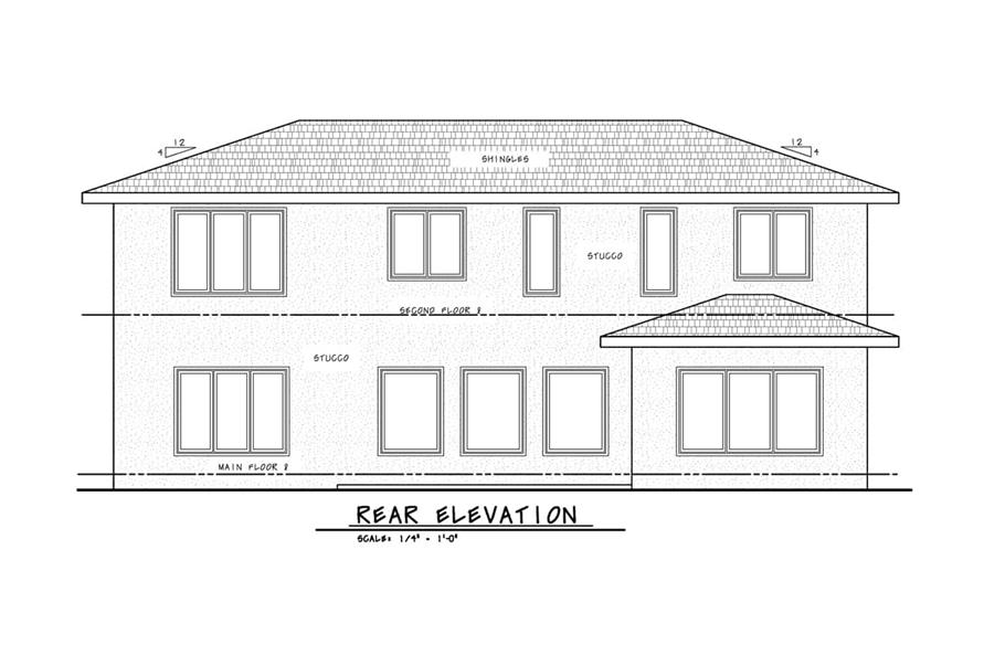 Home Plan Rear Elevation of this 4-Bedroom,2620 Sq Ft Plan -120-2750