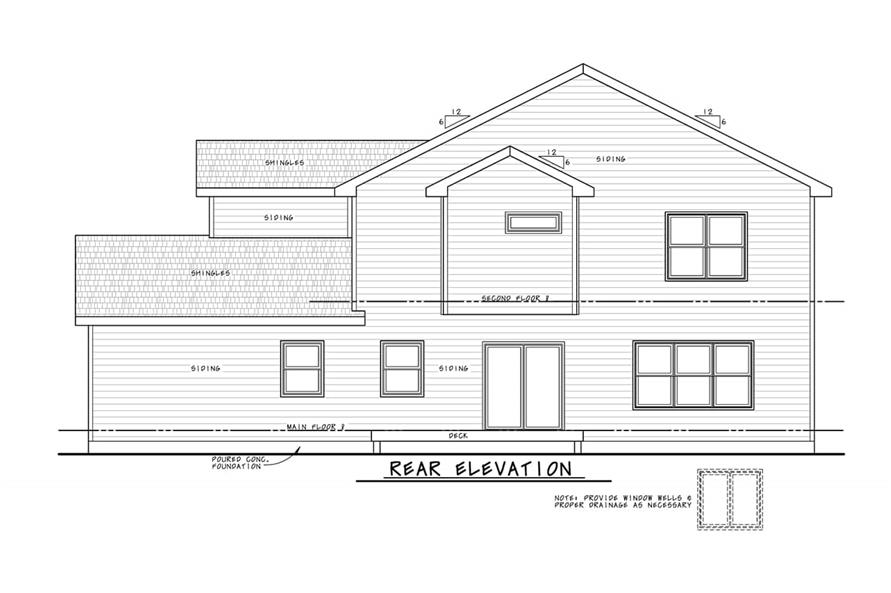 Home Plan Rear Elevation of this 4-Bedroom,2945 Sq Ft Plan -120-2766