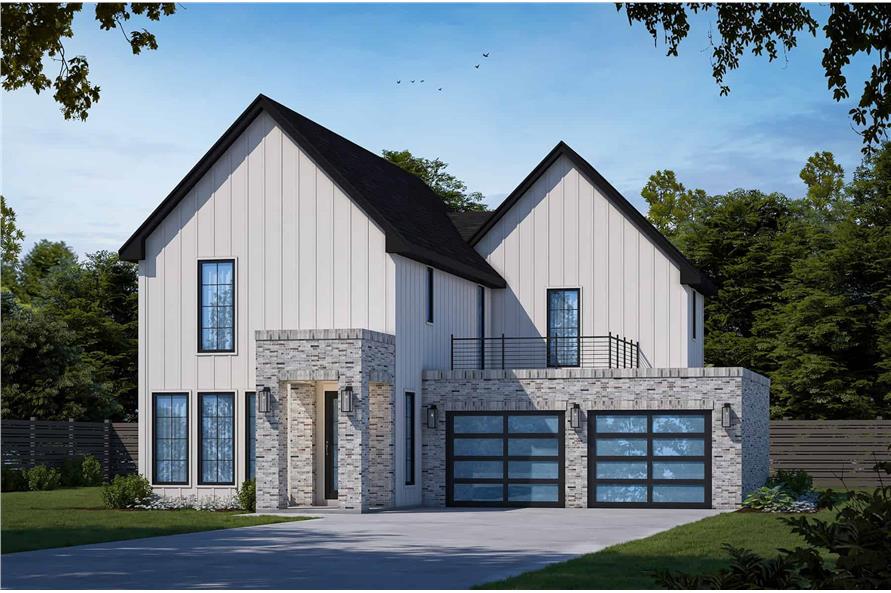 Contemporary Country Home Plan - 3 Bedrms, 2.5 Baths - 2240 Sq Ft