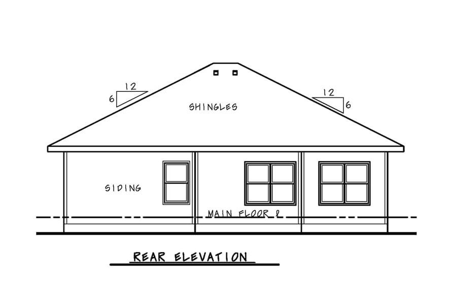 Home Plan Rear Elevation of this 3-Bedroom,1176 Sq Ft Plan -120-2776