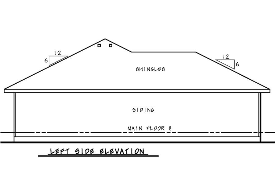 Home Plan Left Elevation of this 3-Bedroom,1176 Sq Ft Plan -120-2776