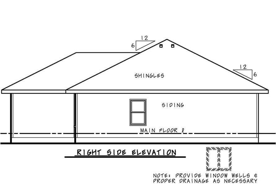 Home Plan Right Elevation of this 3-Bedroom,1176 Sq Ft Plan -120-2776