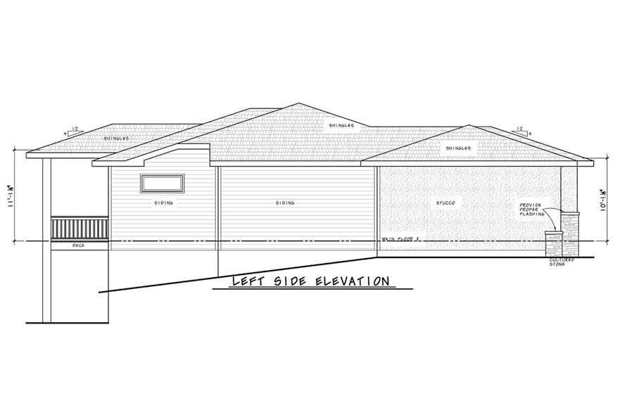 Home Plan Left Elevation of this 3-Bedroom,2846 Sq Ft Plan -120-2777