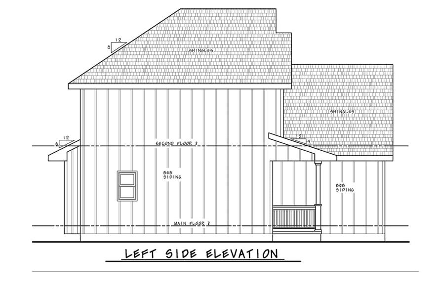 Home Plan Left Elevation of this 3-Bedroom,1460 Sq Ft Plan -120-2780