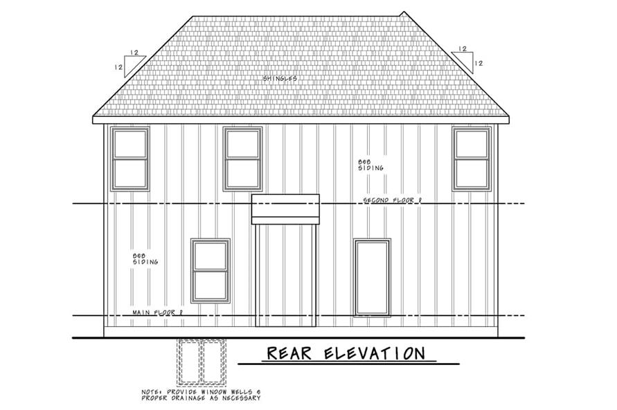 Home Plan Rear Elevation of this 3-Bedroom,1460 Sq Ft Plan -120-2780