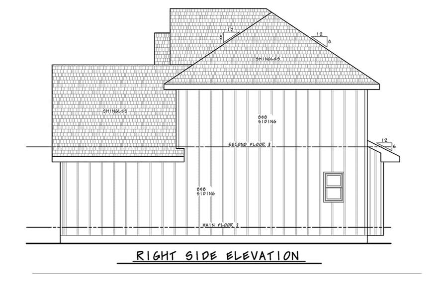 Home Plan Right Elevation of this 3-Bedroom,1460 Sq Ft Plan -120-2780