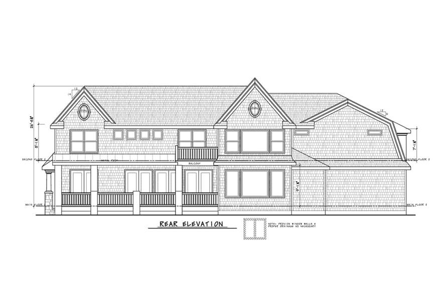 Home Plan Rear Elevation of this 4-Bedroom,4352 Sq Ft Plan -120-2787