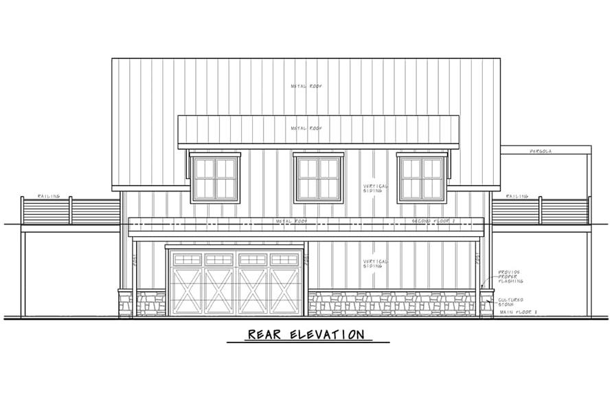 Home Plan Rear Elevation of this 1-Bedroom,1565 Sq Ft Plan -120-2788