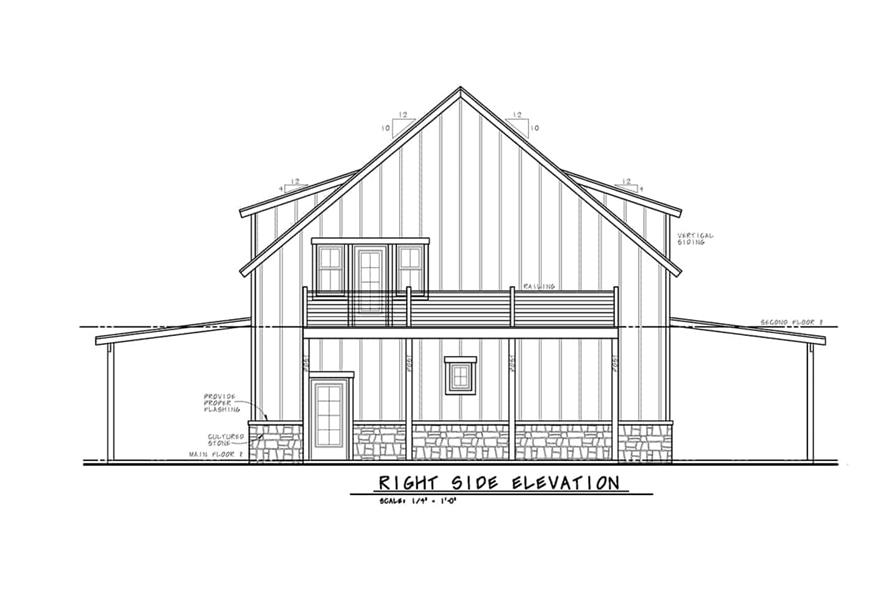 Home Plan Right Elevation of this 1-Bedroom,1565 Sq Ft Plan -120-2788