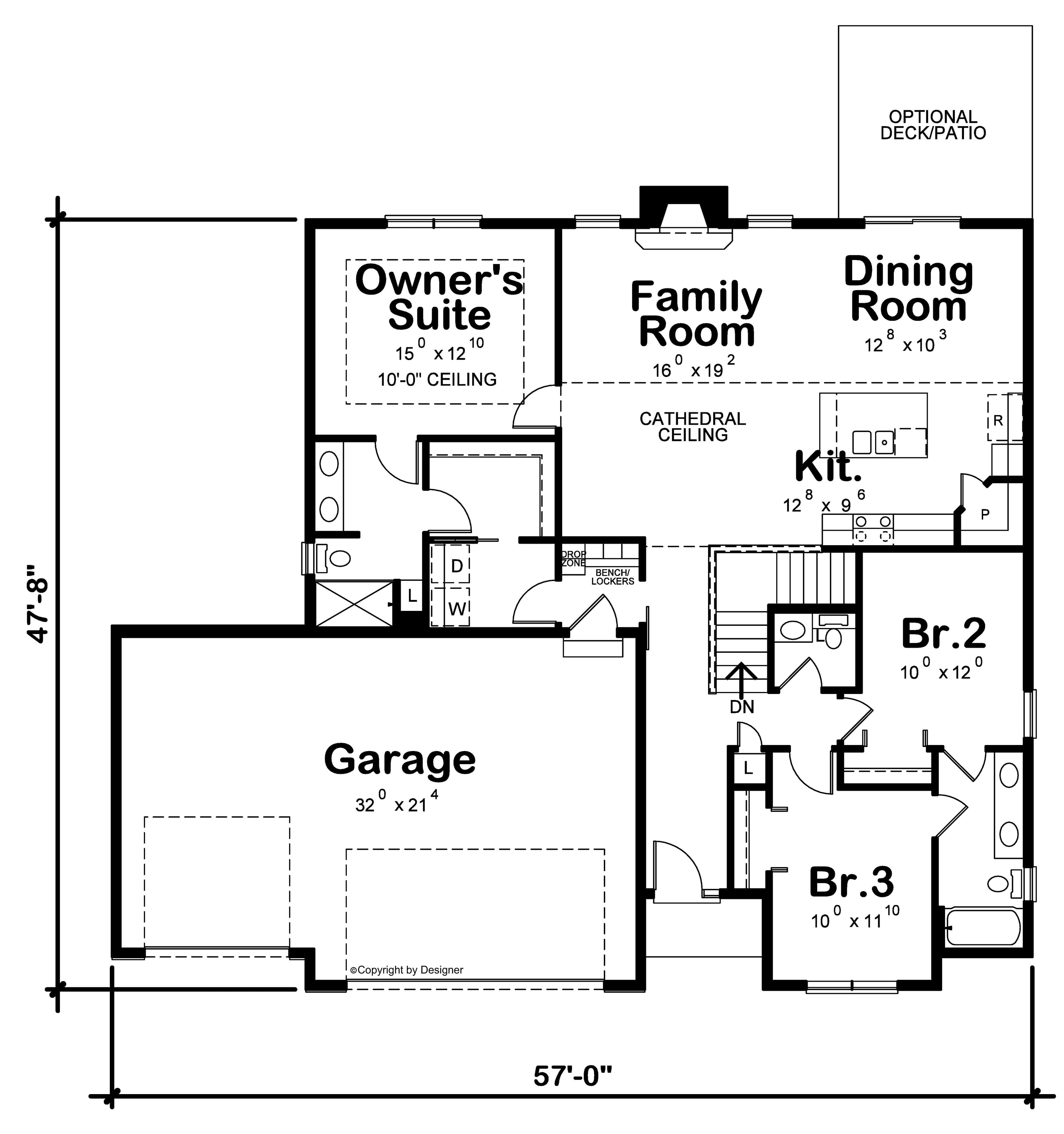 Modern Farmhouse Floor Plan - 3 Bedrms, 2.5 Baths - 1642 Sq Ft - #120-2803