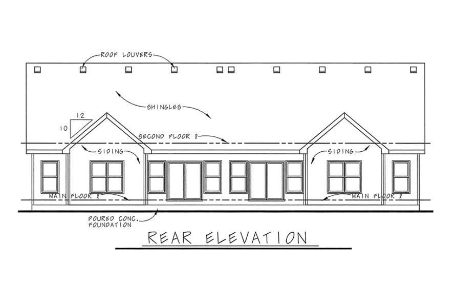 Home Plan Rear Elevation of this 6-Bedroom,4090 Sq Ft Plan -120-2804