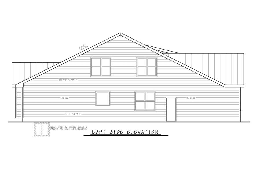 Home Plan Left Elevation of this 6-Bedroom,4090 Sq Ft Plan -120-2808