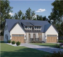 Modern Farmhouse Duplex Plan #120-2808: 3 Bedrm, 2045 Sq Ft Per Unit