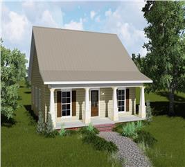 Small Cape Cod House Plan with Front Porch, 2 Bed, 900 Sq Ft