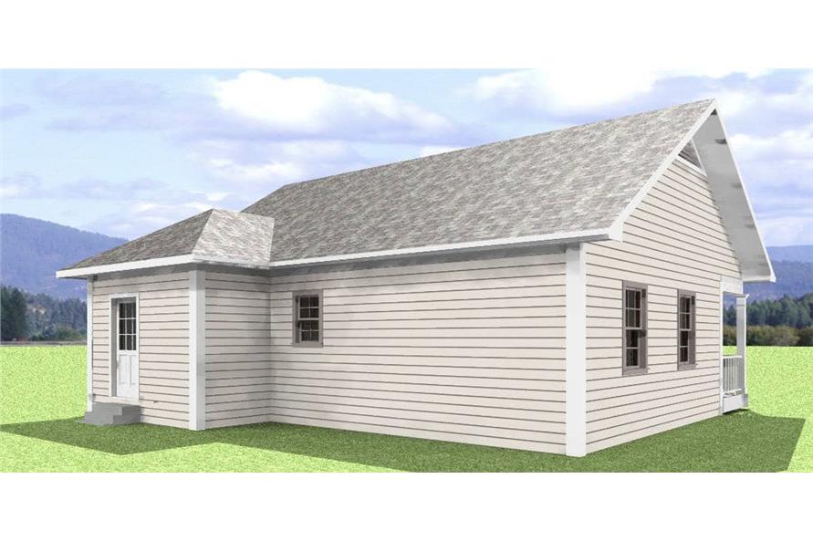 Home Plan Rear Elevation of this 2-Bedroom,864 Sq Ft Plan -123-1050