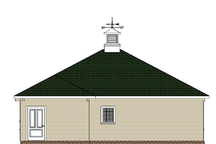 Home Plan Rear Elevation of this 2-Bedroom,864 Sq Ft Plan -123-1085